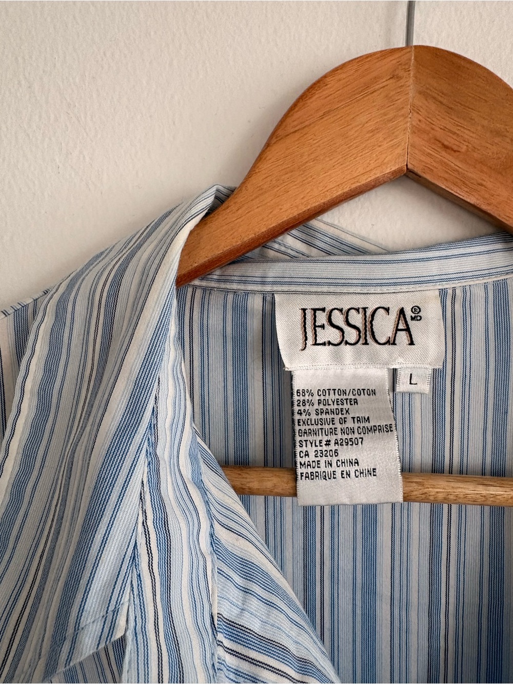 JESSICA Light Blue and White Striped Shirt
